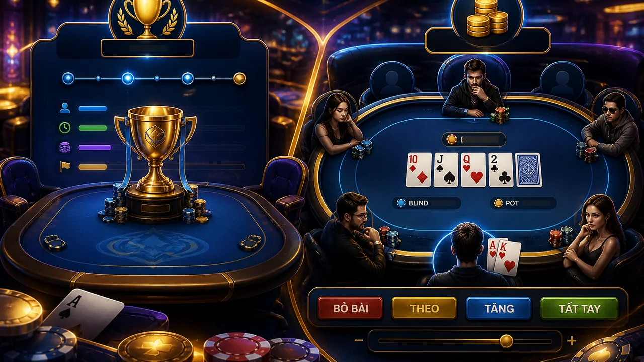 Chọn kiểu poker nào để học dễ hơn? So sánh vn88 giữa giải đấu và bàn tiền mặt