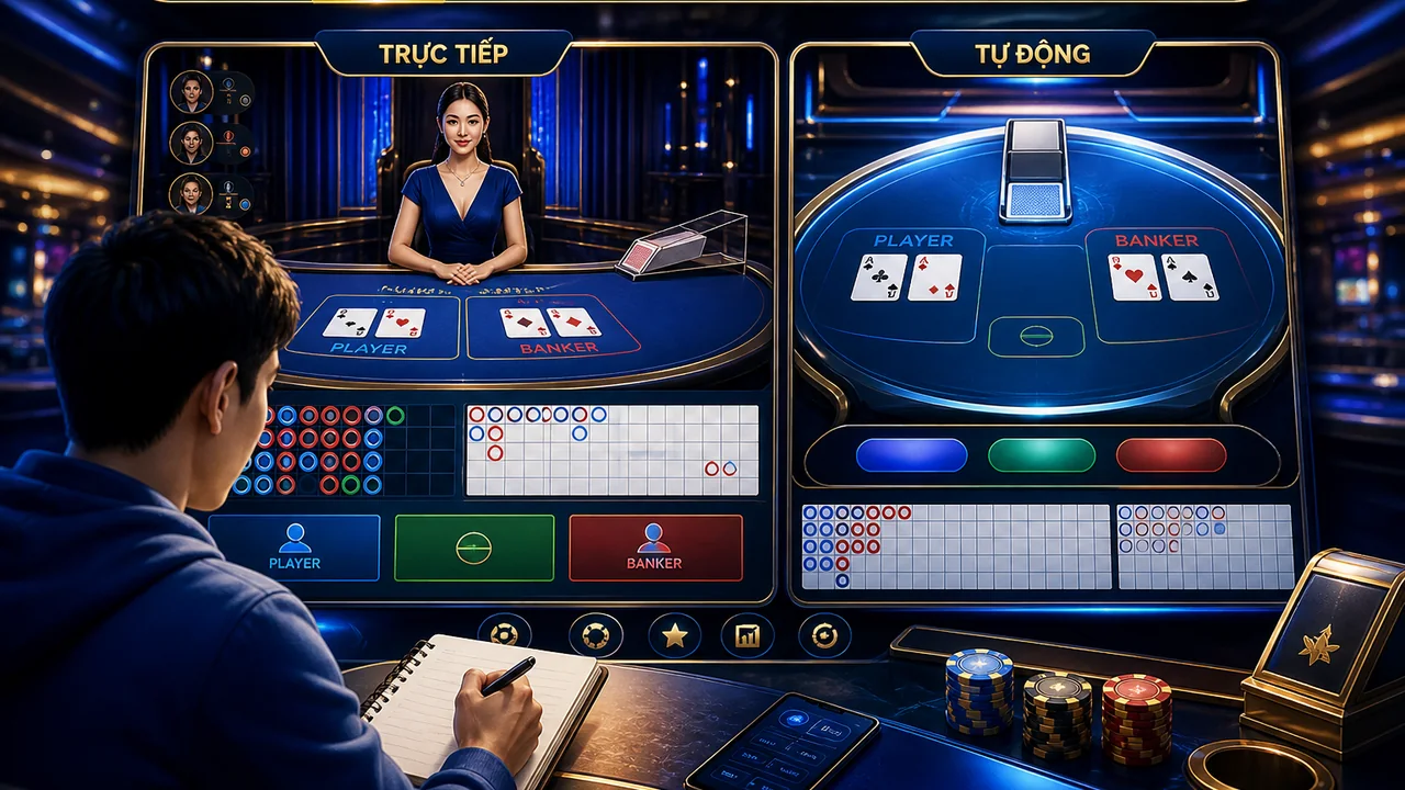 Người mới nên bắt đầu từ đâu: baccarat trực tiếp hay tự động trên vn88 dễ học hơn?