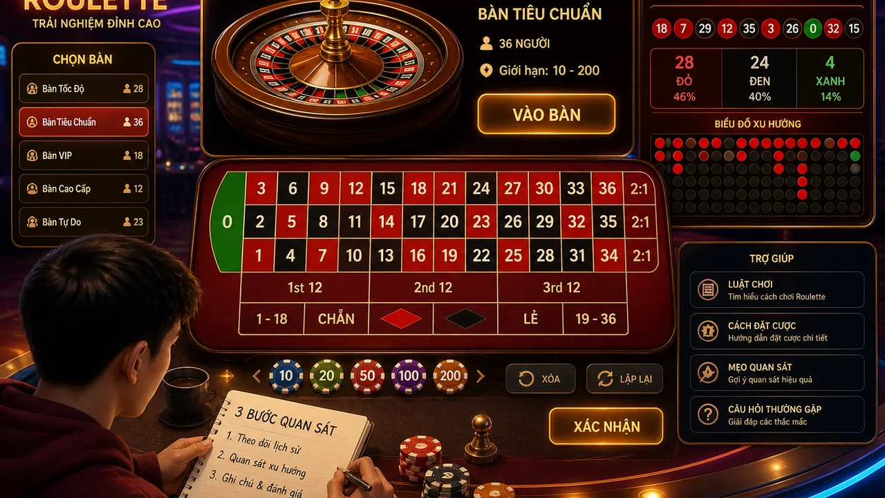 Đọc bàn roulette cho người mới: giải mã giao diện vn88 từng bước